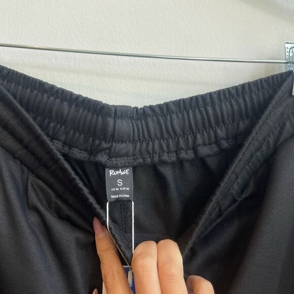 NWT - Romwe Black Drawstring Hem Sweatpants - Small - Picture 5 of 6